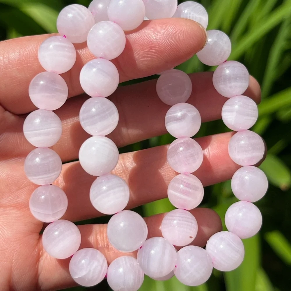 10mm stretchable banded pink‎ calcite bracelet